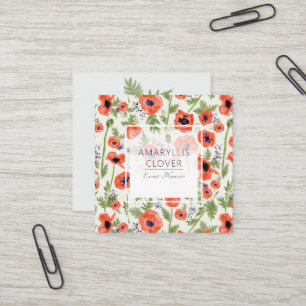 Carte De Visite Carré Élégants Motif d'aquarelle orange