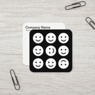 Carte De Visite Carré Emojis chancelant - Blanc sur noir