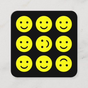 Carte De Visite Carré Emojis tambours - Jaune sur Noir