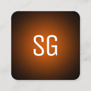 Carte De Visite Carré Emplacement souple - Initiales - Orange sur Noir