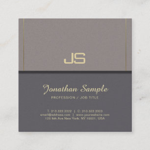 Carte De Visite Carré Employeur Homme d'affaires Elite Monogram Plain Lu