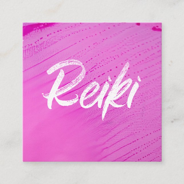 Carte De Visite Carré Énergie curative Reiki de *~* de praticien (Devant)