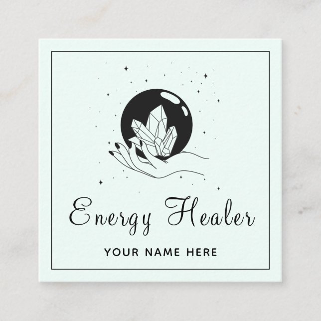 Carte De Visite Carré Energy Healer Fortune Teller Mystic Main Social (Devant)