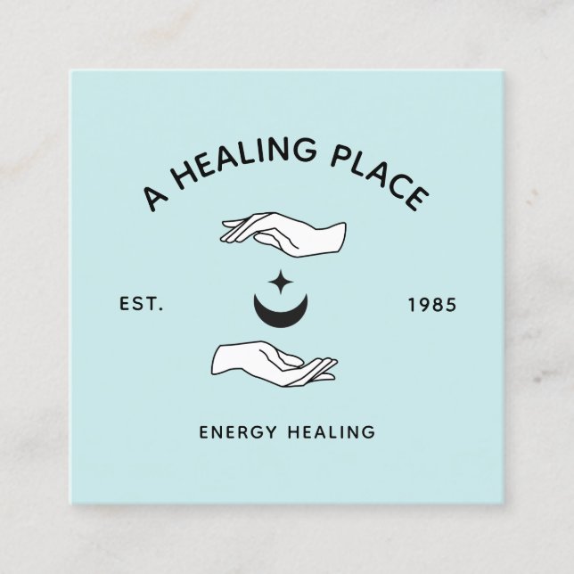 Carte De Visite Carré Energy Healer Moon et Stars (Devant)