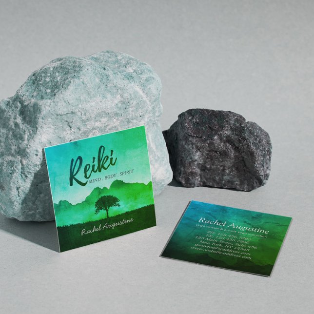 Carte De Visite Carré Enseignant de médiation en yoga du Reiki naturel (Créateur téléchargé)