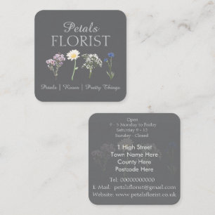 Carte De Visite Carré Enseigne Moderne de Boutique de Fleuriste Carrée