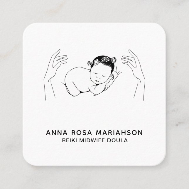 Carte De Visite Carré *~* Entraîneur de naissance de la sage-femme Reiki (Devant)