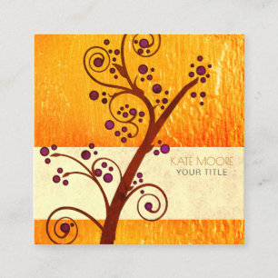 Carte De Visite Carré Entraîneur ou Thérapeute Holistique Arbre sur Méta