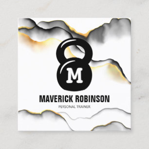 Carte De Visite Carré Entraîneur simple Monogramme Fitness