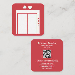 Carte De Visite Carré Entrepreneur d'ascenseur QR personnalisé