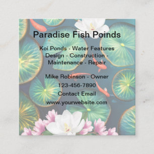 Carte De Visite Carré Entrepreneur de la fonction d'eau de Koi Pond
