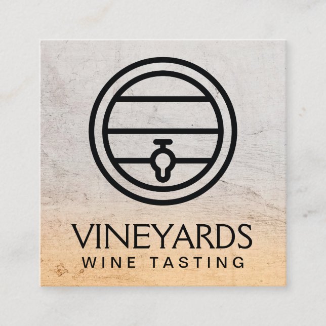Carte De Visite Carré Entreprise | Dégustation de vin | Baril (Devant)