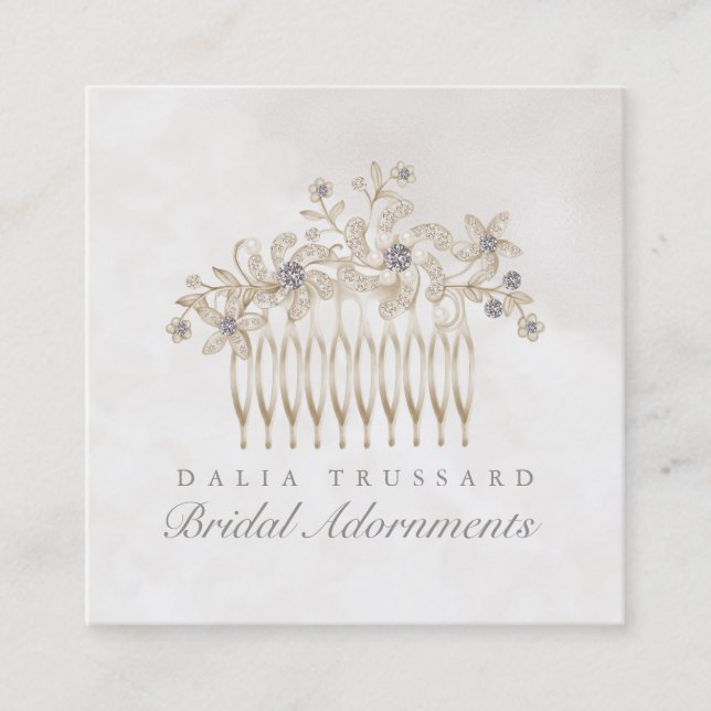 Carte De Visite Carré Épouser les bijoux nuptiales d'accessoires de (Devant)
