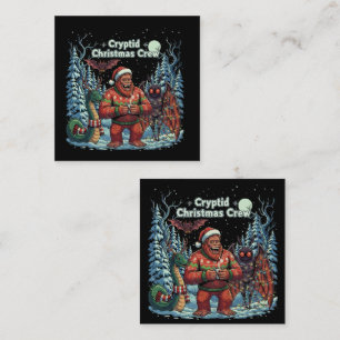 Carte De Visite Carré Équipe de Noël de cryptides drôles Bigfoot, Moth