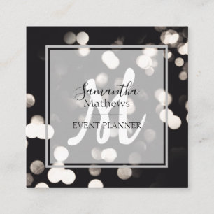 Carte De Visite Carré Escarre moderne Sparkle Black and White Event Plan