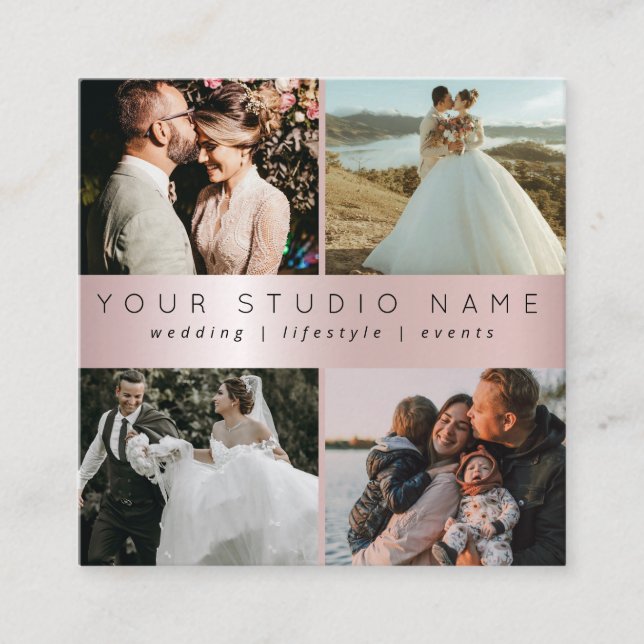 Carte De Visite Carré Espace Carré photo minimaliste personnalisé 4 phot (Devant)