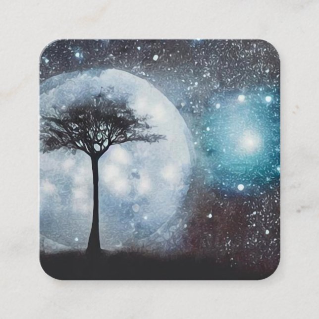 Carte De Visite Carré Espace Pleine lune Sky Tree (Devant)