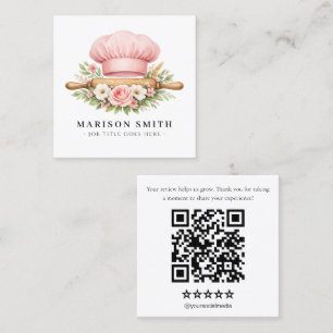 Carte De Visite Carré Essentiels de pâtisserie Blush Chef