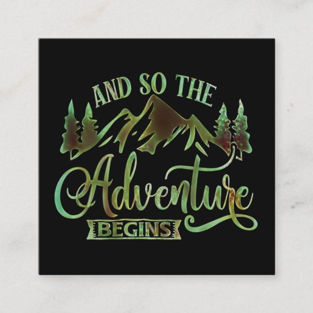 Carte De Visite Carré Et So The Adventure Begins, funny adventurer (Devant)