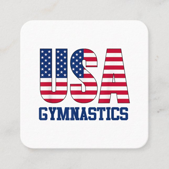 Carte De Visite Carré Etats-Unis avec drapeau américain Gymnastique Spor (Devant)