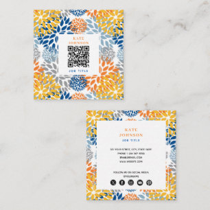 Carte De Visite Carré Été Floral Abstrait Couleurs vives Motif