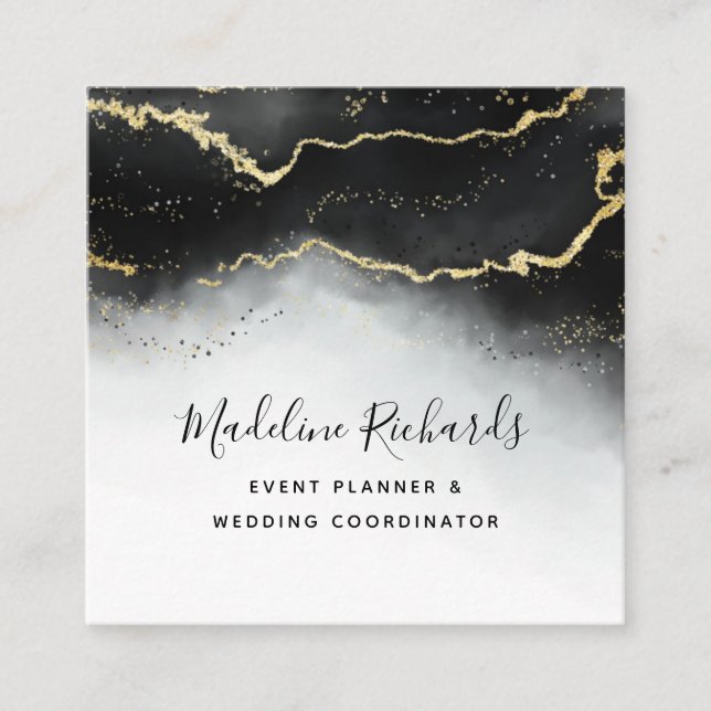 Carte De Visite Carré Ethereal Mist Ombre Aquarelle Noire Moody Moderne (Devant)