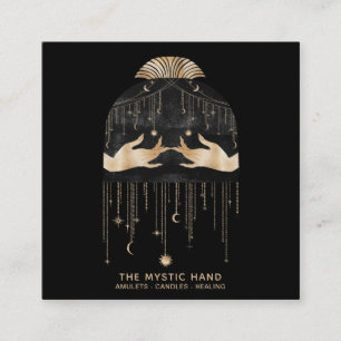 Carte De Visite Carré *~* Étoiles Universelles Cosmiques Mains Mystiques