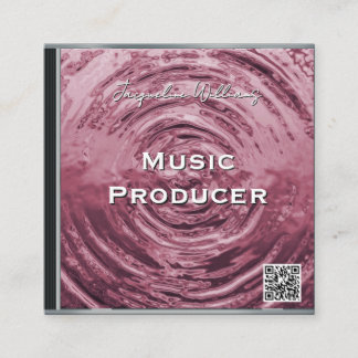 Carte De Visite Carré Étui de CD de musique rose Code QR Rétro
