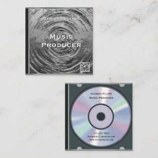 Carte De Visite Carré Étui de CD musical argenté à code QR rétro