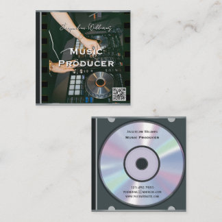 Carte De Visite Carré Étui de CD musical avec code QR rétro