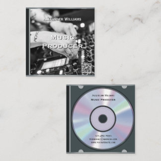 Carte De Visite Carré Étui de CD musical rétro à code QR II