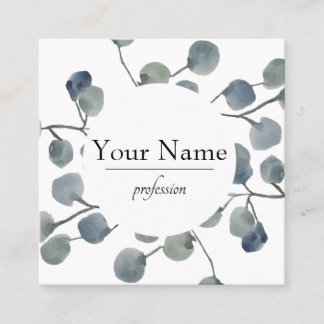 Carte De Visite Carré Eucalyptus Feuille Verdure Botanique Aquarelle