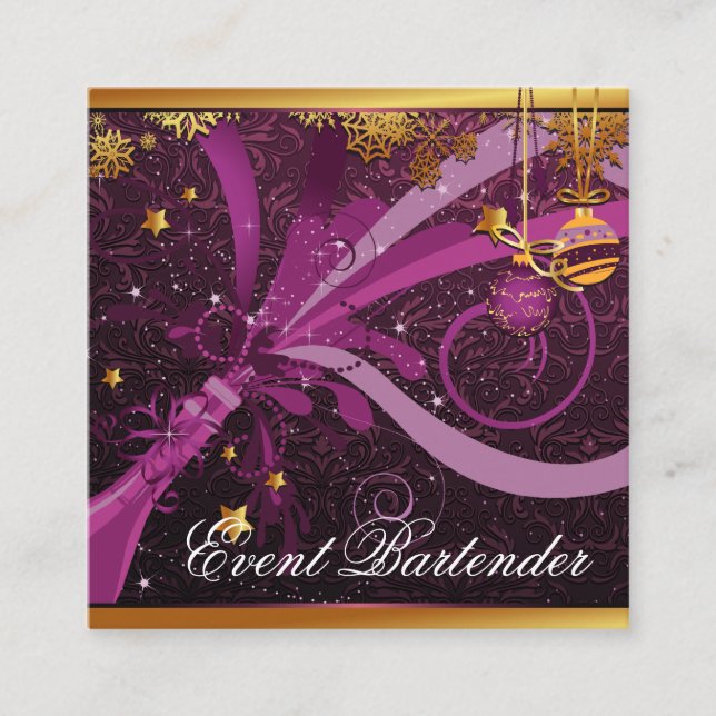 Carte De Visite Carré Événement Bartender Champagne Pop Réveillon du Nou (Devant)