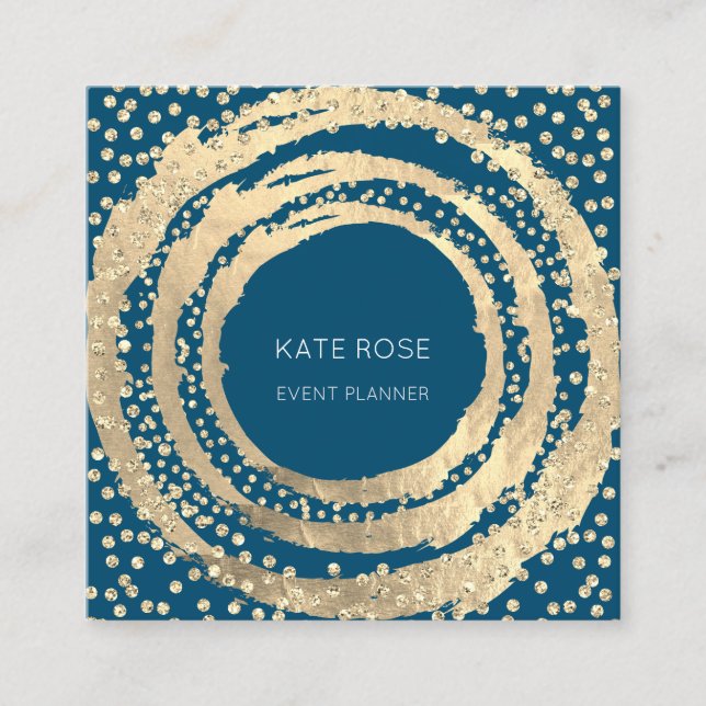 Carte De Visite Carré Event Planner Music Media Fashion Blogger Gold (Devant)