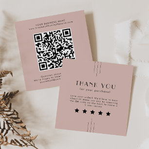 Carte De Visite Carré EVERLY Art Déco Rose Clair Code QR Laissez un comm