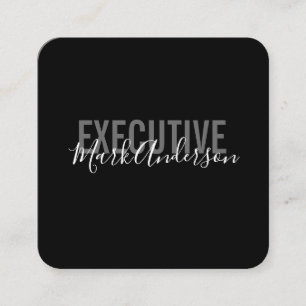 Carte De Visite Carré exécutif   Série de signatures (noir)
