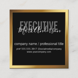 Carte De Visite Carré exécutif   Série Signature   Bordure or