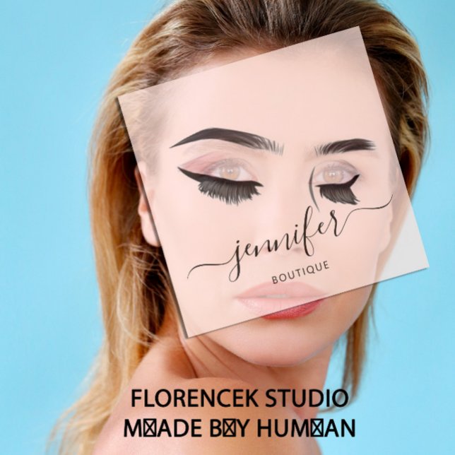 Carte De Visite Carré Extension Eyelashes de maquillage professionnel ro (Professional Makeup Eyelashes Extension Pink Square Business Card)