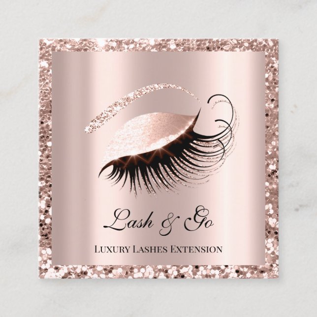 Carte De Visite Carré Extension rose Pink Maquillage Artist Lashes encad (Devant)