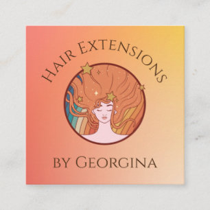 Carte De Visite Carré Extensions de cheveux Orange Ombre Gradient Thème 