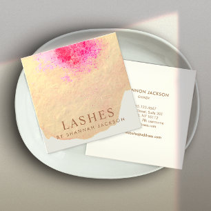 Carte De Visite Carré Extensions de Lash couleur or rose unique