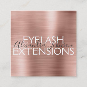 Carte De Visite Carré Extensions en Eyelash en métal brossé rose et Rose