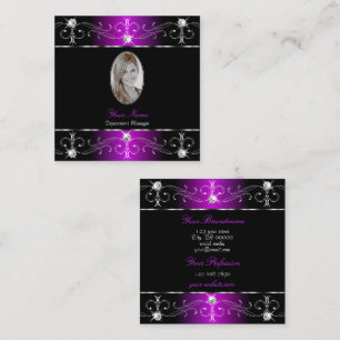 Carte De Visite Carré Extravagante Black Purple Ornate Ornaments Photo