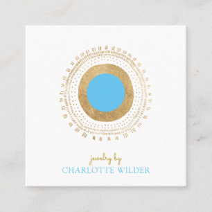 Carte De Visite Carré Fabriquant de bijoux en bronze Turquoise Abstrait