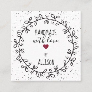 Carte De Visite Carré Fabriqué à la main avec des métiers d'amour Balise