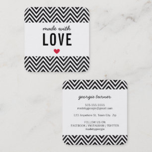 Carte De Visite Carré FABRIQUÉ AVEC AMOUR mignon chevron d'emballage] no