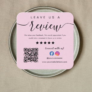 Carte De Visite Carré Facebook Instagram Pink Qr Code Laissons-Nous Un A