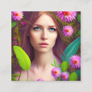 Carte De Visite Carré Fairy Woman Portrait Hyper réaliste Det complexe