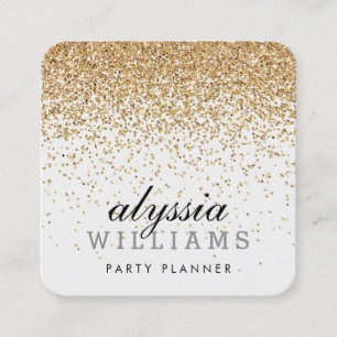 Carte De Visite Carré FALLING FAUX GOLD CONFETTI mignon cascadé luxe