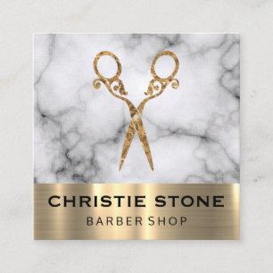 Carte De Visite Carré Fancy Salon Shears Marble Gold Trier